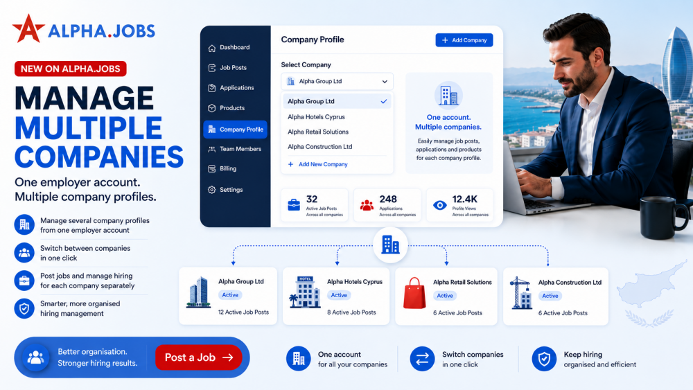 New on Alpha.jobs: Manage Multiple Companies With One Employer Account