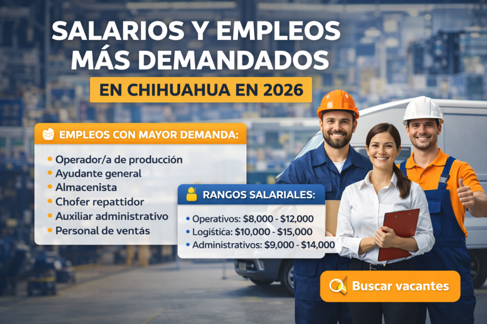 Salarios y empleos más demandados en Chihuahua en 2026.