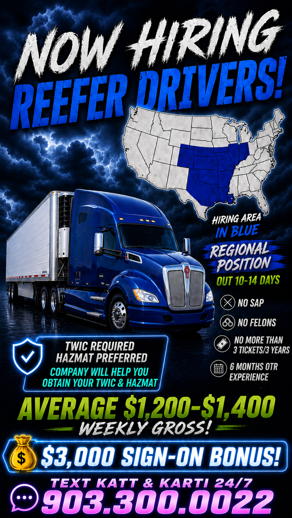 Regional Reefer Position - HOME 10-14 DAYS! (Job Code:  A762)