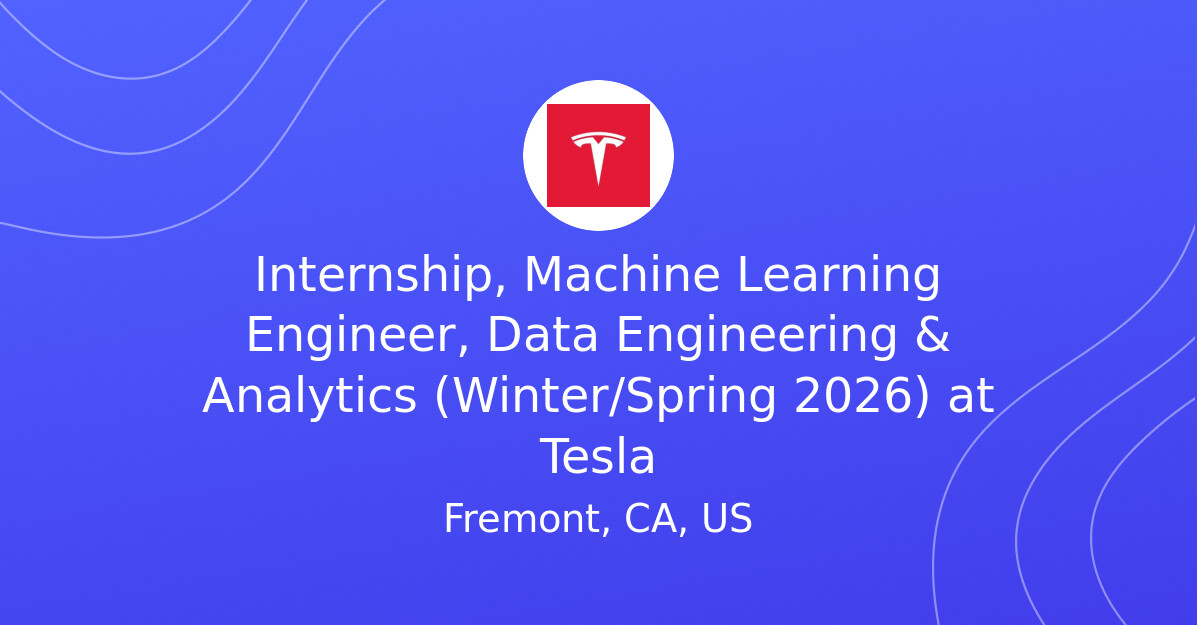 Internship, Machine Learning Engineer, Data Engineering & Analytics ...
