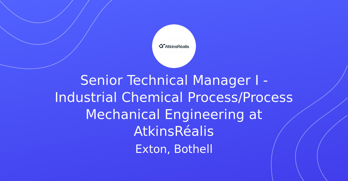 Senior Technical Manager I - Industrial Chemical Process/Process ...