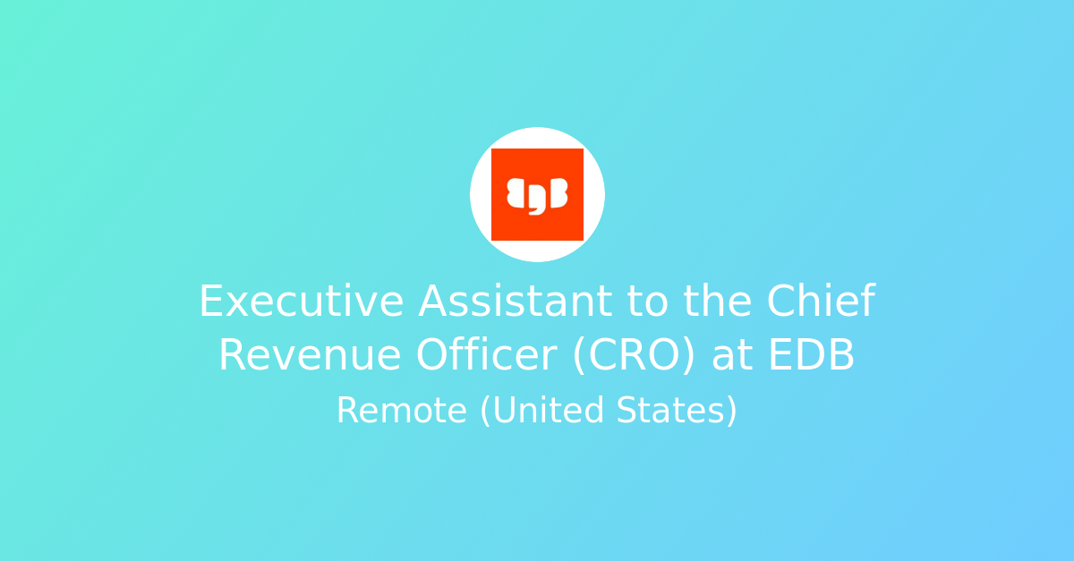 Postal Service Income Executive Assistant to the Chief Revenue Officer (CRO) at EDB - RevPath