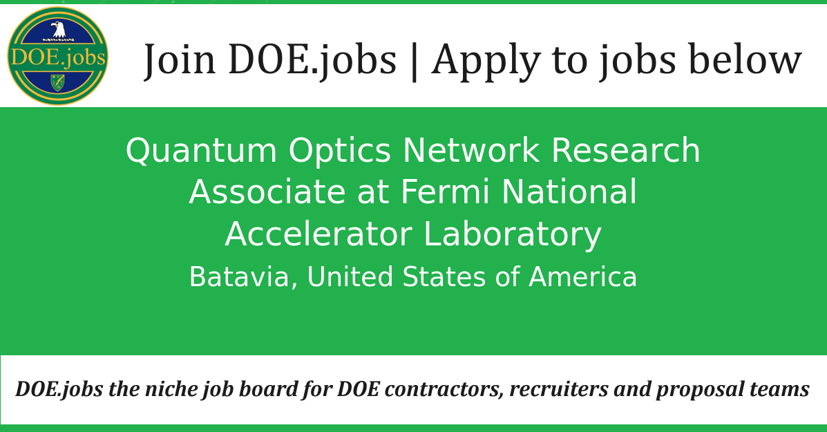 Quantum Optics Network Research Associate at Fermi National Accelerator