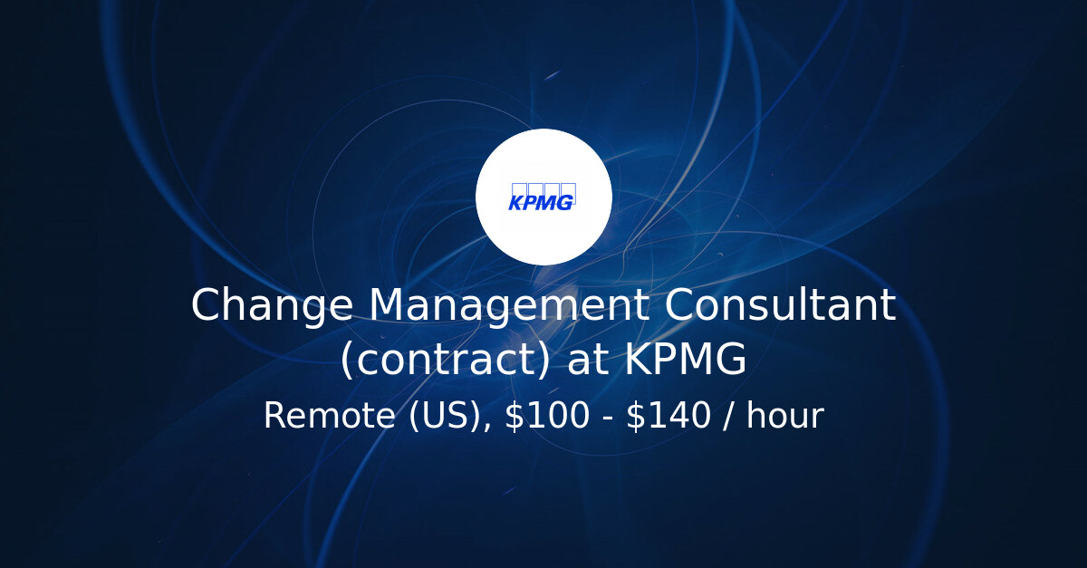 Change Management Consultant (contract) at KPMG - Hiring Our Heroes Job ...