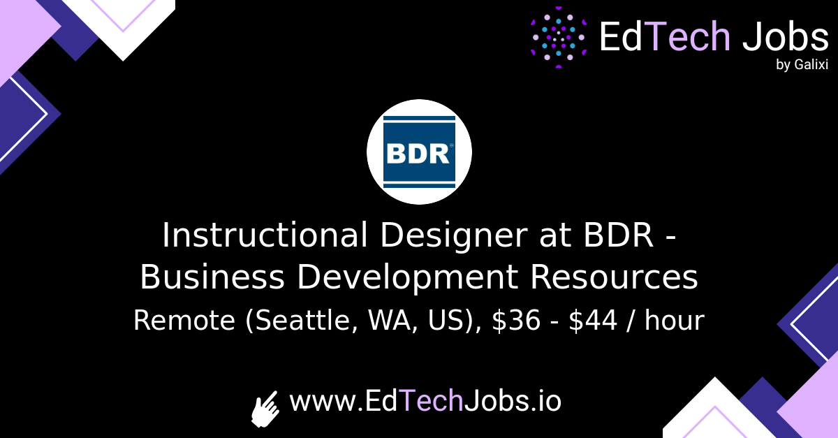 Instructional Designer at BDR Business Development Resources EdTech