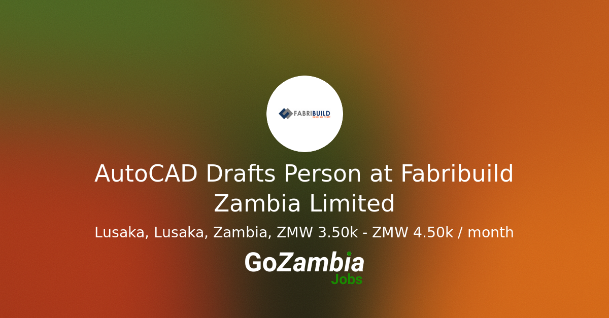 AutoCAD Drafts Person at Fabribuild Zambia Limited
