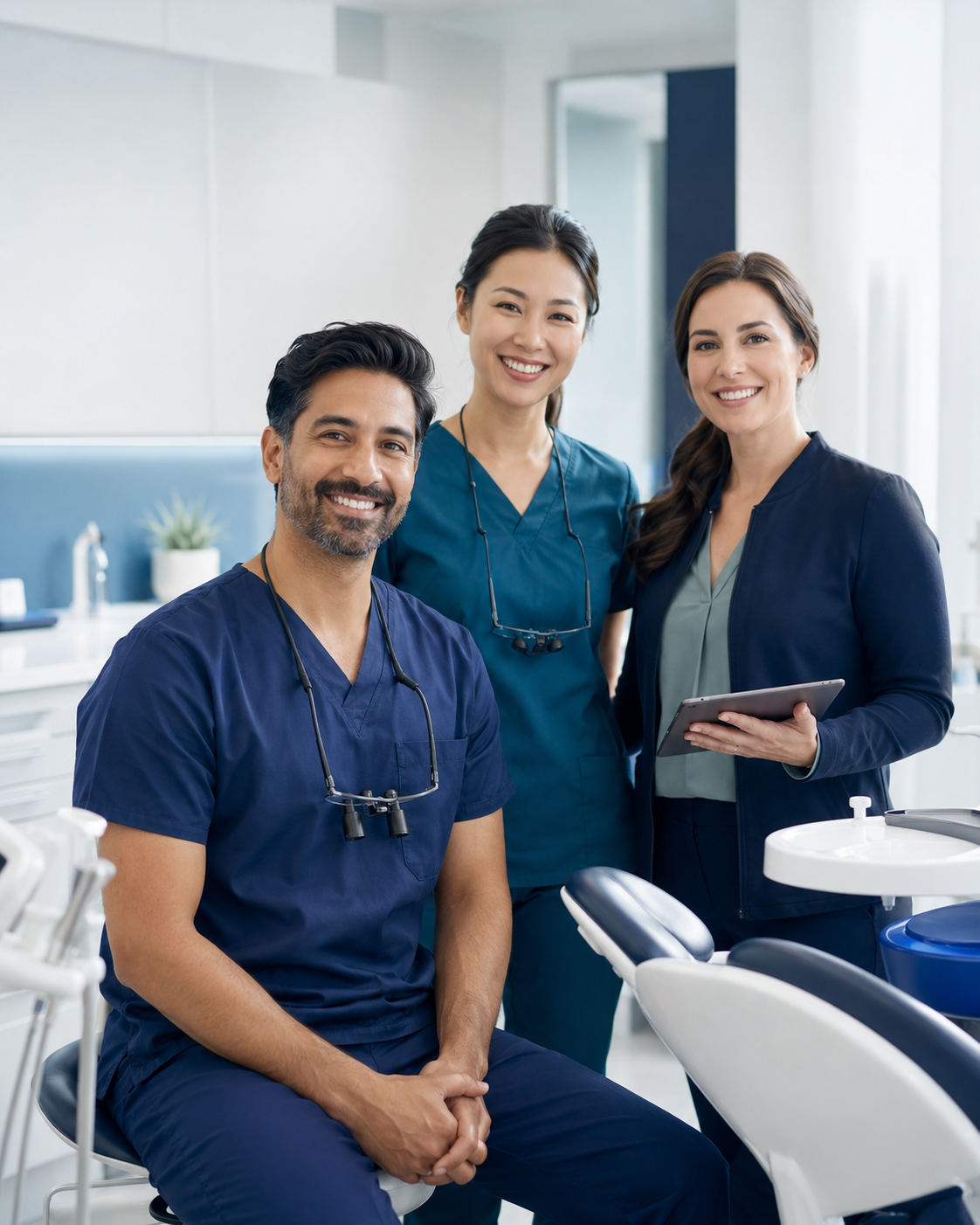 Dental professionals in a modern clinic